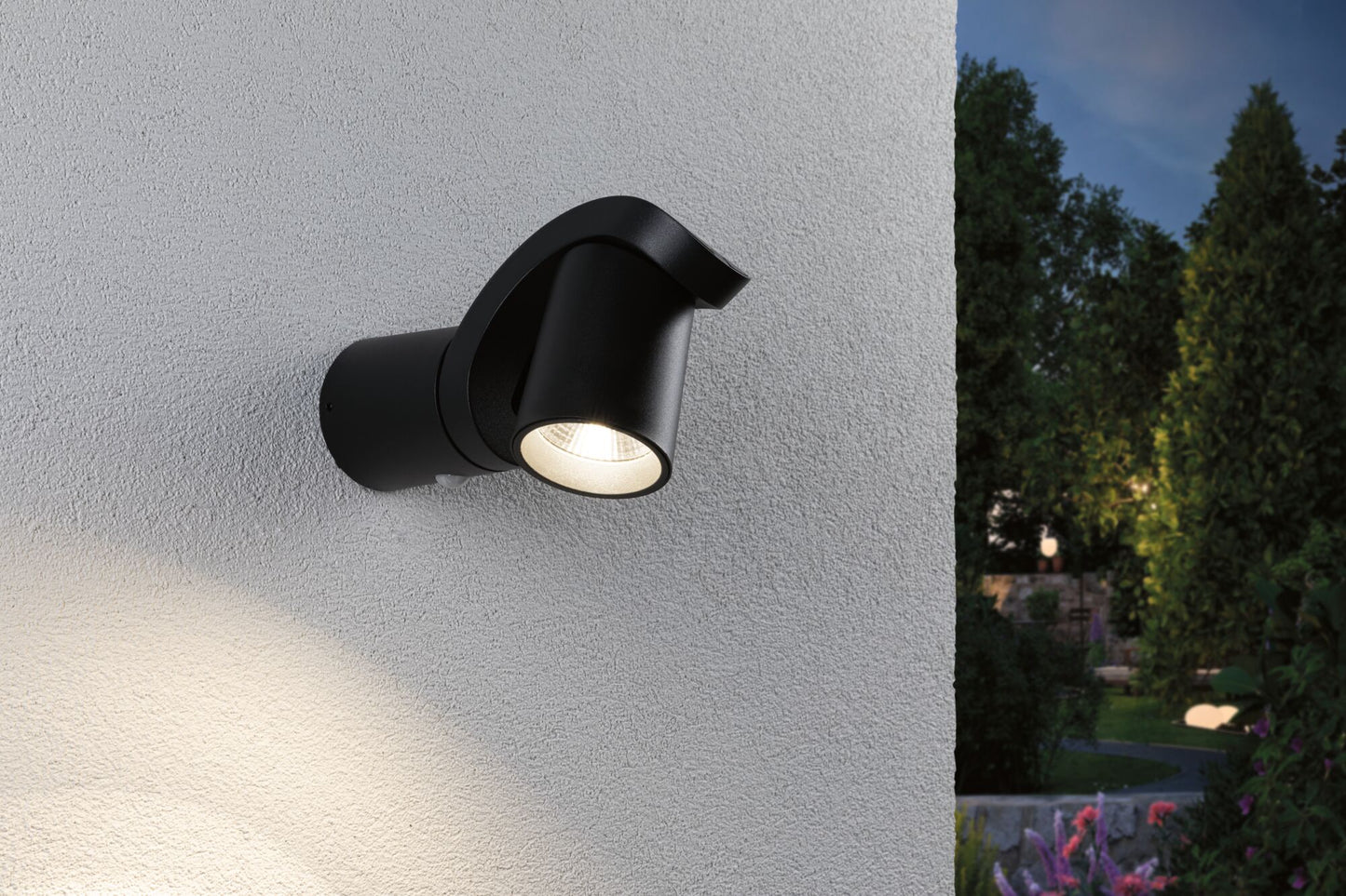 Paulmann LED Außenwandleuchte Cuff Dämmerungsgesteuerter Bewegungsmelder (IR) IP44  76x217mm 3000K 10W 700lm 230V 70° Anthrazit Aluminium