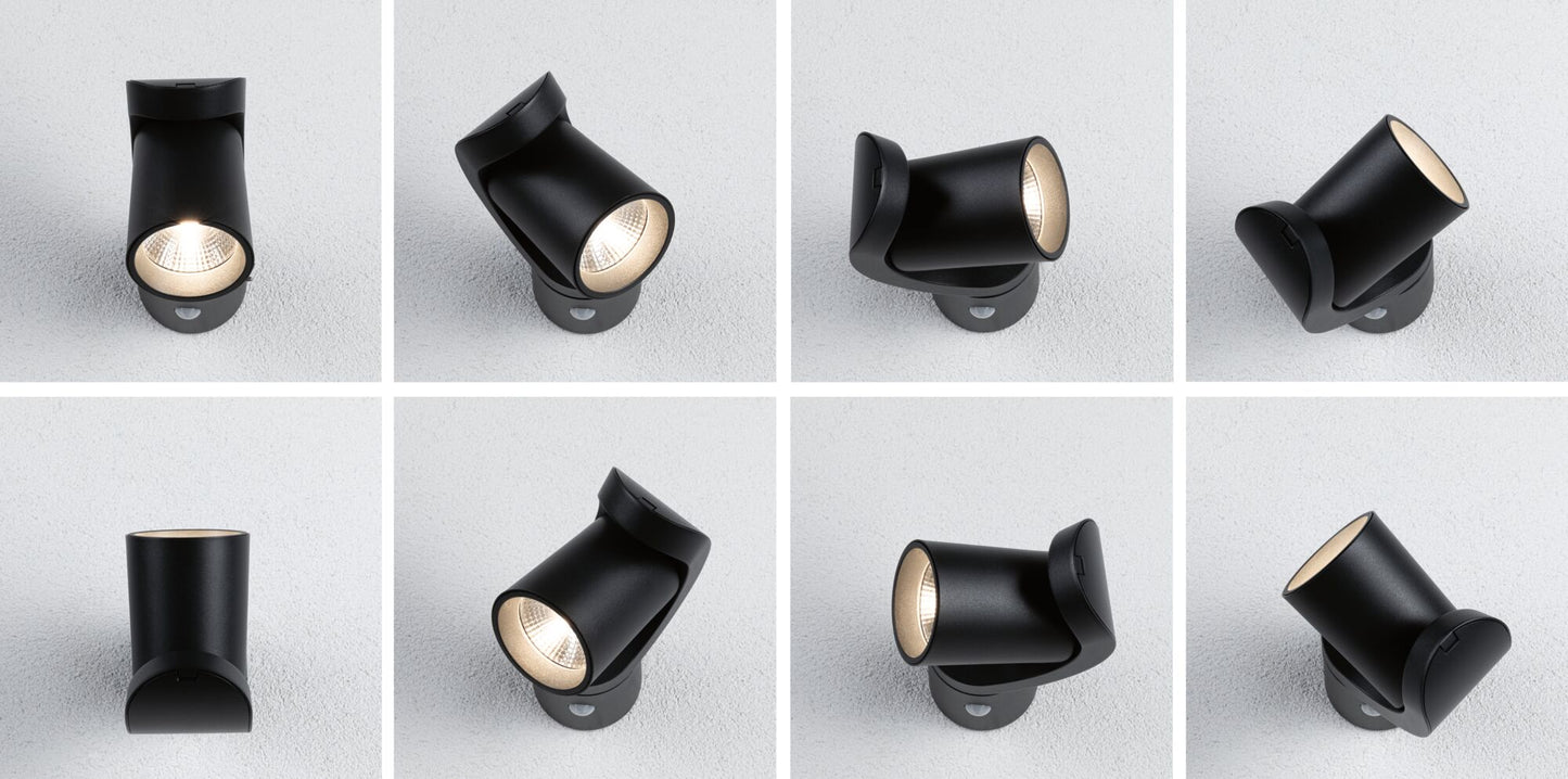 Paulmann LED Außenwandleuchte Cuff Dämmerungsgesteuerter Bewegungsmelder (IR) IP44  76x217mm 3000K 10W 700lm 230V 70° Anthrazit Aluminium