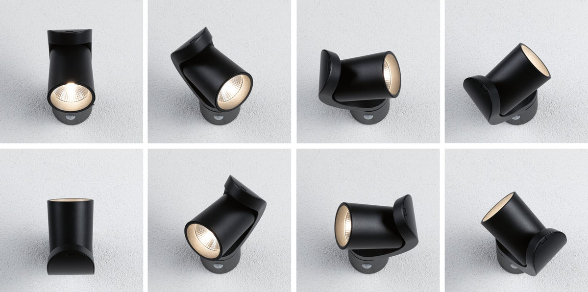 Paulmann LED Außenwandleuchte Cuff Dämmerungsgesteuerter Bewegungsmelder (IR) IP44  76x217mm 3000K 10W 700lm 230V 70° Anthrazit Aluminium