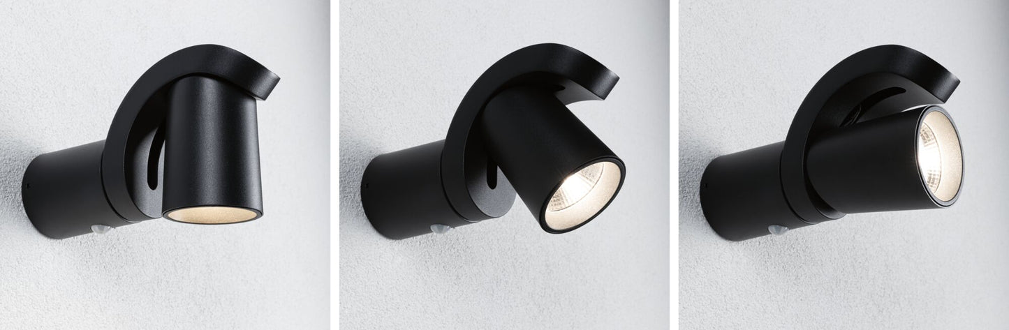 Paulmann LED Außenwandleuchte Cuff Dämmerungsgesteuerter Bewegungsmelder (IR) IP44  76x217mm 3000K 10W 700lm 230V 70° Anthrazit Aluminium