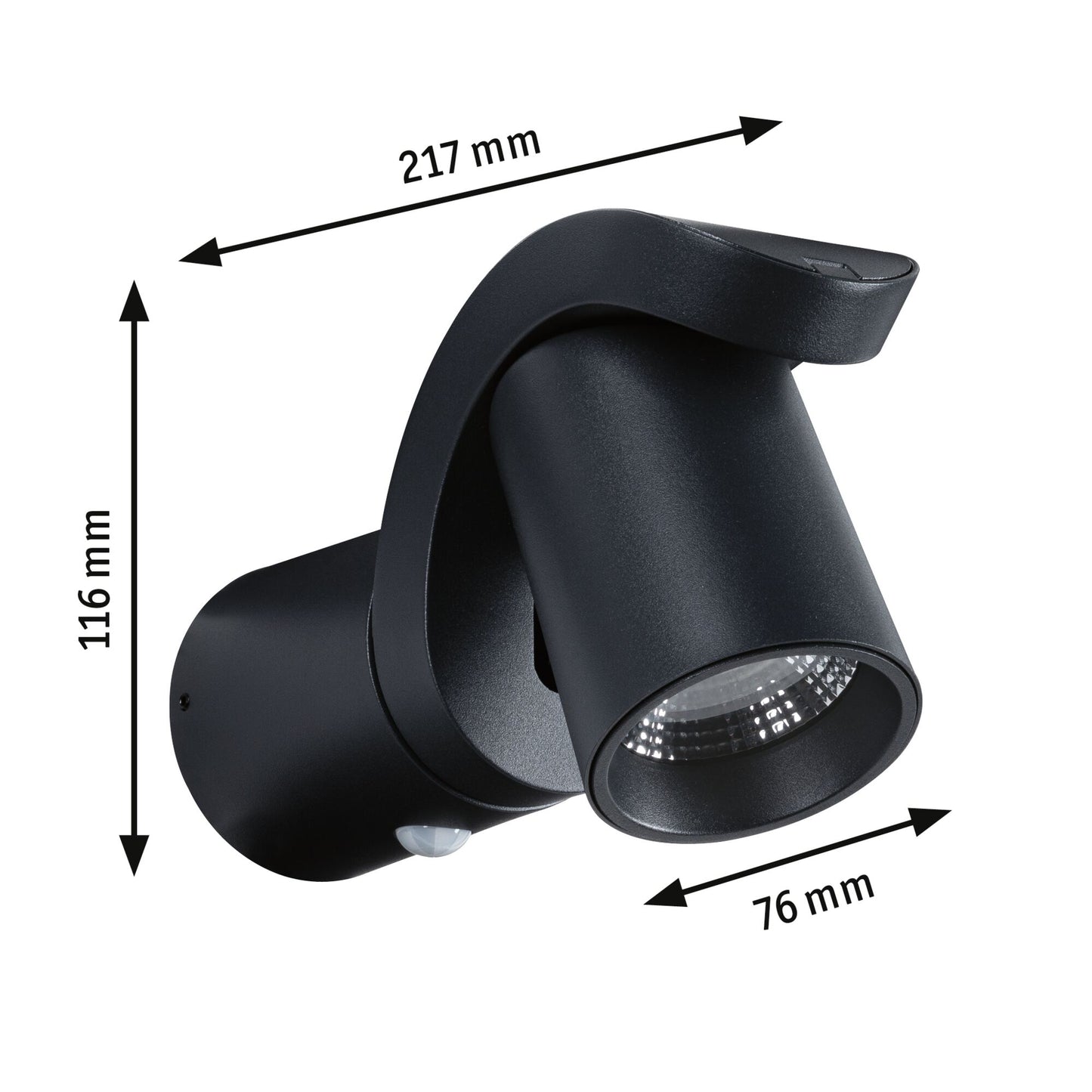 Paulmann LED Außenwandleuchte Cuff Dämmerungsgesteuerter Bewegungsmelder (IR) IP44  76x217mm 3000K 10W 700lm 230V 70° Anthrazit Aluminium