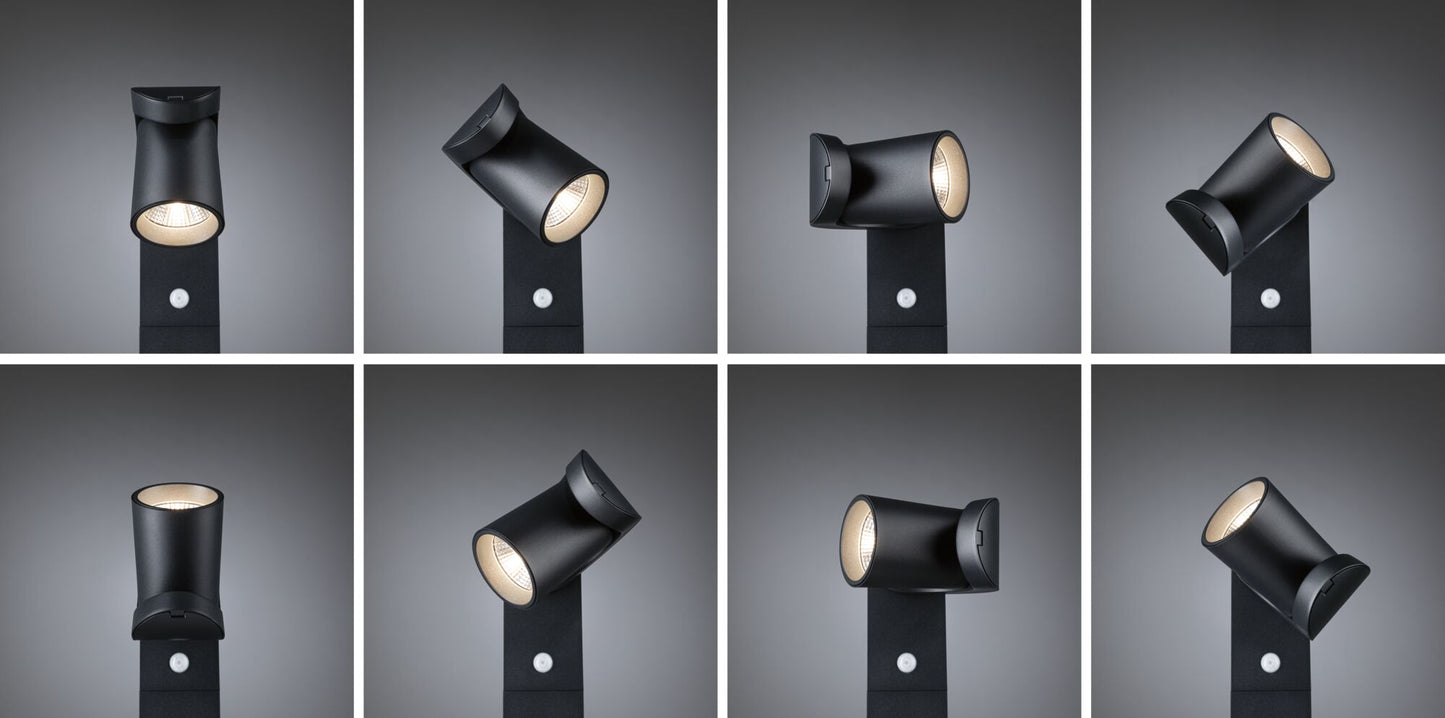 Paulmann LED Pollerleuchte Cuff Dämmerungsgesteuerter Bewegungsmelder (IR) IP44  782mm 3000K 10W 700lm 230V 70° Anthrazit  Aluminium