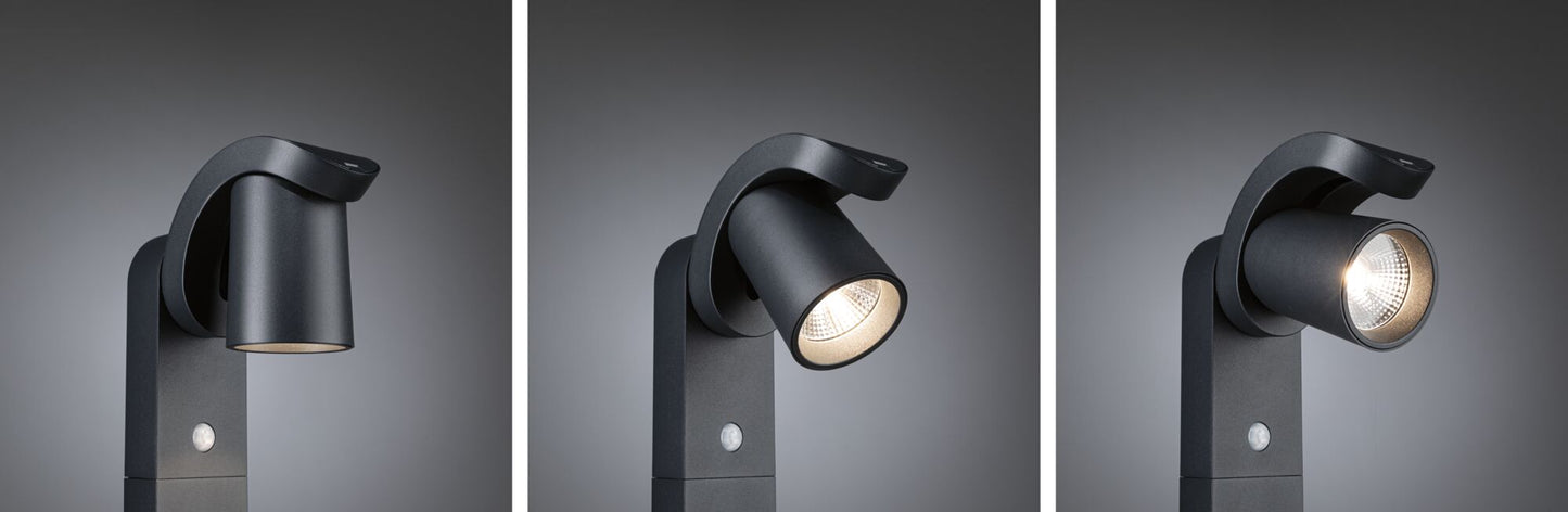 Paulmann LED Pollerleuchte Cuff Dämmerungsgesteuerter Bewegungsmelder (IR) IP44  782mm 3000K 10W 700lm 230V 70° Anthrazit  Aluminium