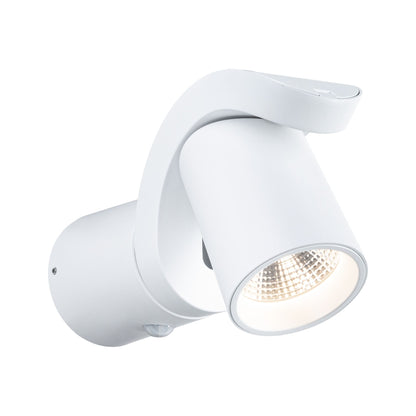 Paulmann LED Außenwandleuchte Cuff Dämmerungsgesteuerter Bewegungsmelder (IR) IP44  76x217mm 3000K 10W 700lm 230V 70° Weiß Aluminium