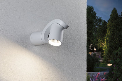 Paulmann LED Außenwandleuchte Cuff Dämmerungsgesteuerter Bewegungsmelder (IR) IP44  76x217mm 3000K 10W 700lm 230V 70° Weiß Aluminium