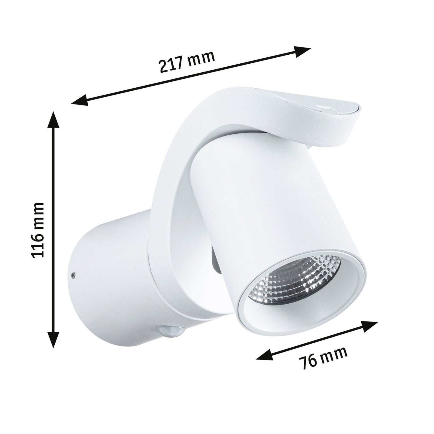 Paulmann LED Außenwandleuchte Cuff Dämmerungsgesteuerter Bewegungsmelder (IR) IP44  76x217mm 3000K 10W 700lm 230V 70° Weiß Aluminium