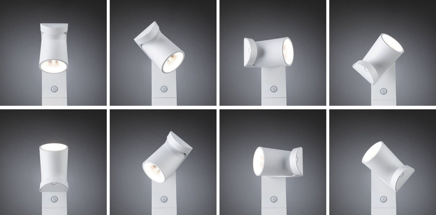 Paulmann LED Pollerleuchte Cuff Dämmerungsgesteuerter Bewegungsmelder (IR) IP44  782mm 3000K 10W 700lm 230V 70° Weiß  Aluminium