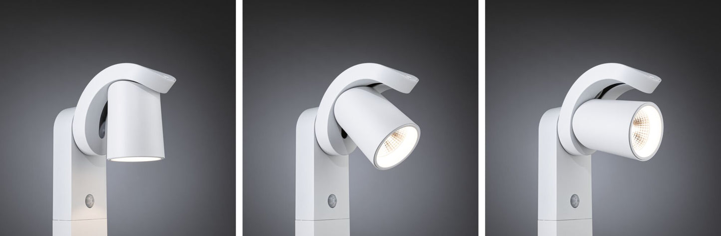 Paulmann LED Pollerleuchte Cuff Dämmerungsgesteuerter Bewegungsmelder (IR) IP44  782mm 3000K 10W 700lm 230V 70° Weiß  Aluminium