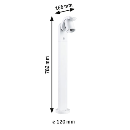 Paulmann LED Pollerleuchte Cuff Dämmerungsgesteuerter Bewegungsmelder (IR) IP44  782mm 3000K 10W 700lm 230V 70° Weiß  Aluminium
