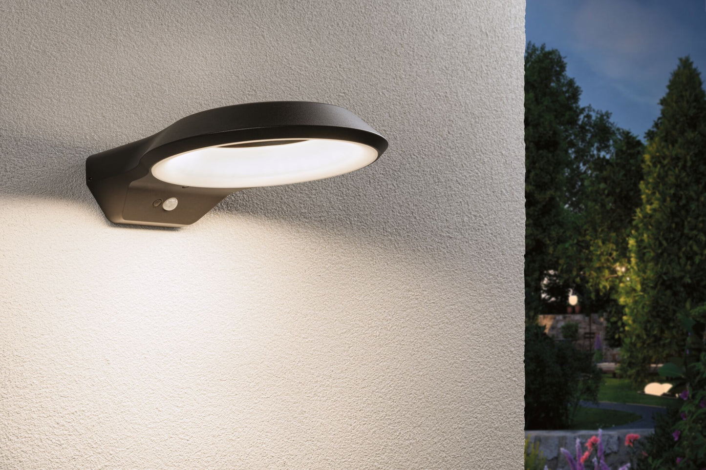 Paulmann LED Außenwandleuchte Anela Dämmerungsgesteuerter Bewegungsmelder (IR) IP44  245x309mm 3000K 12,5W 700lm 230V  Anthrazit Aluminium