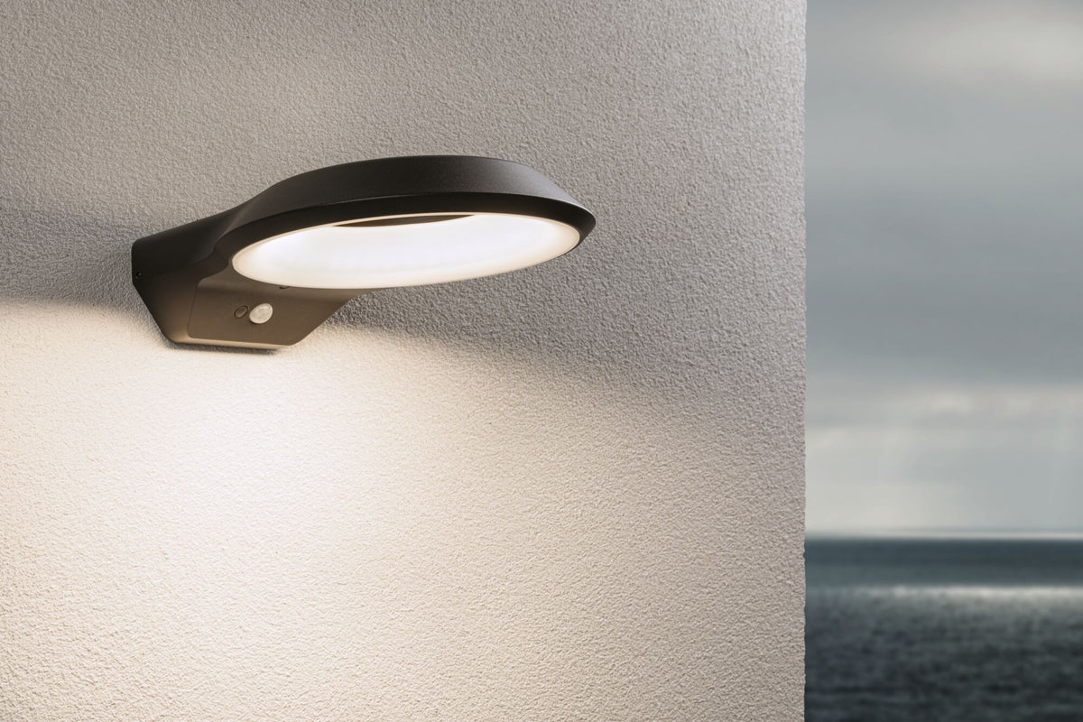 Paulmann LED Außenwandleuchte Anela Dämmerungsgesteuerter Bewegungsmelder (IR) IP44  245x309mm 3000K 12,5W 700lm 230V  Anthrazit Aluminium