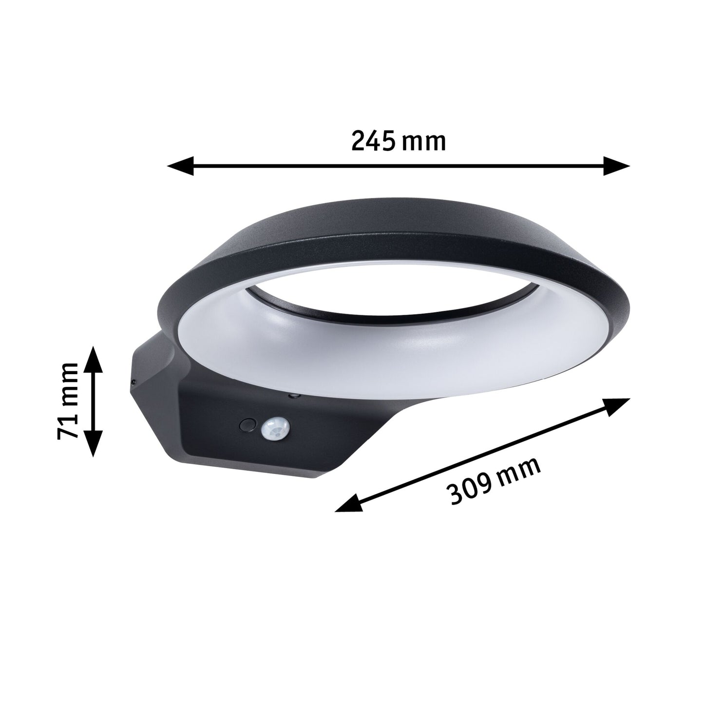 Paulmann LED Außenwandleuchte Anela Dämmerungsgesteuerter Bewegungsmelder (IR) IP44  245x309mm 3000K 12,5W 700lm 230V  Anthrazit Aluminium