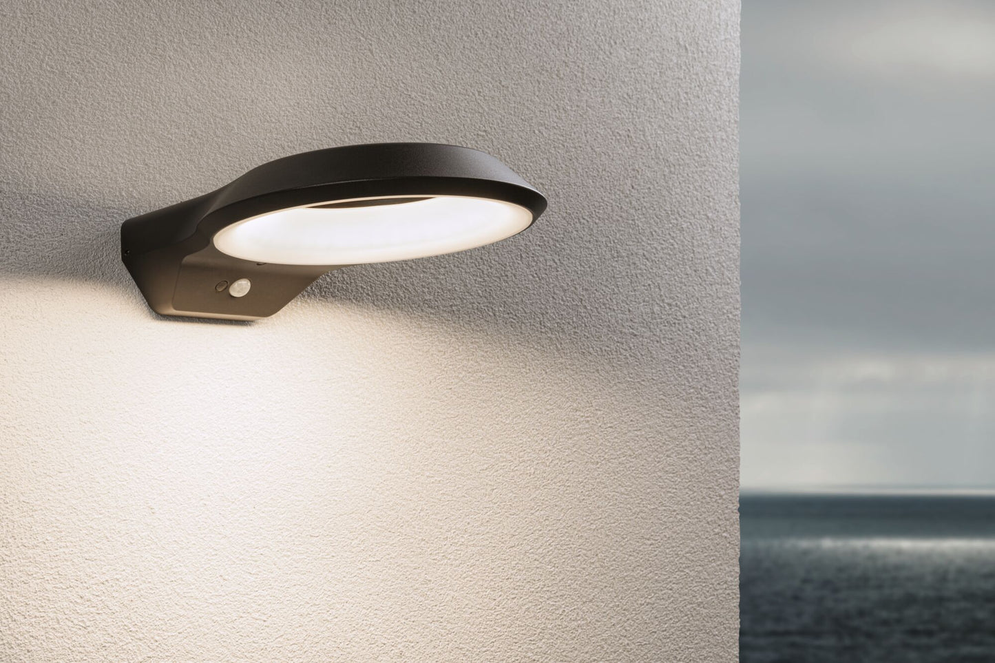 Paulmann LED Außenwandleuchte Anela Dämmerungsgesteuerter Bewegungsmelder (IR) insektenfreundlich IP44  245x309mm 2200K 12W 700lm 230V  Anthrazit Aluminium