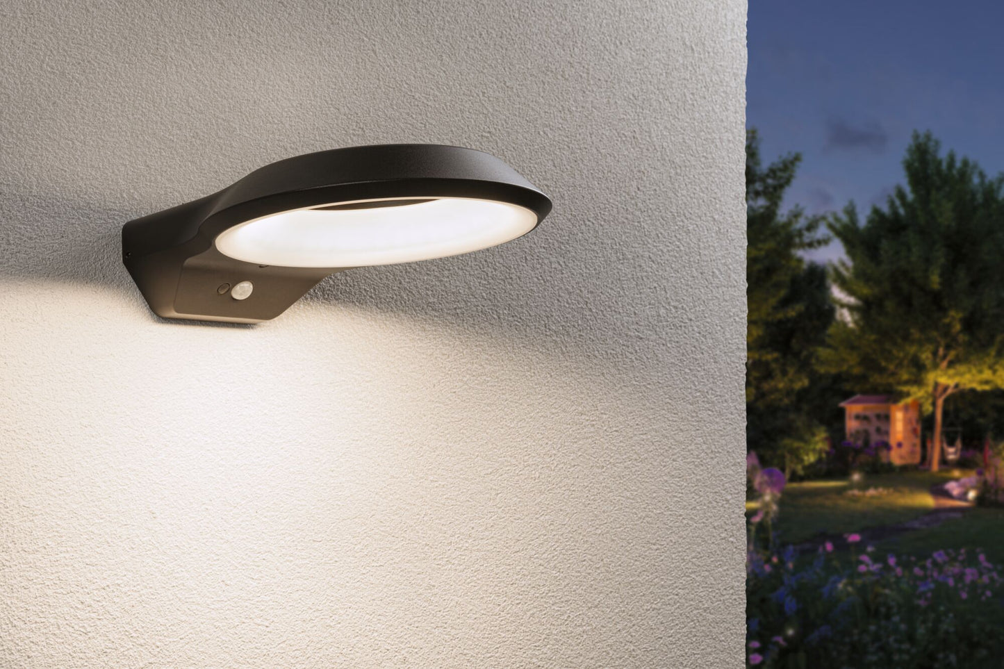 Paulmann LED Außenwandleuchte Anela Dämmerungsgesteuerter Bewegungsmelder (IR) insektenfreundlich IP44  245x309mm 2200K 12W 700lm 230V  Anthrazit Aluminium