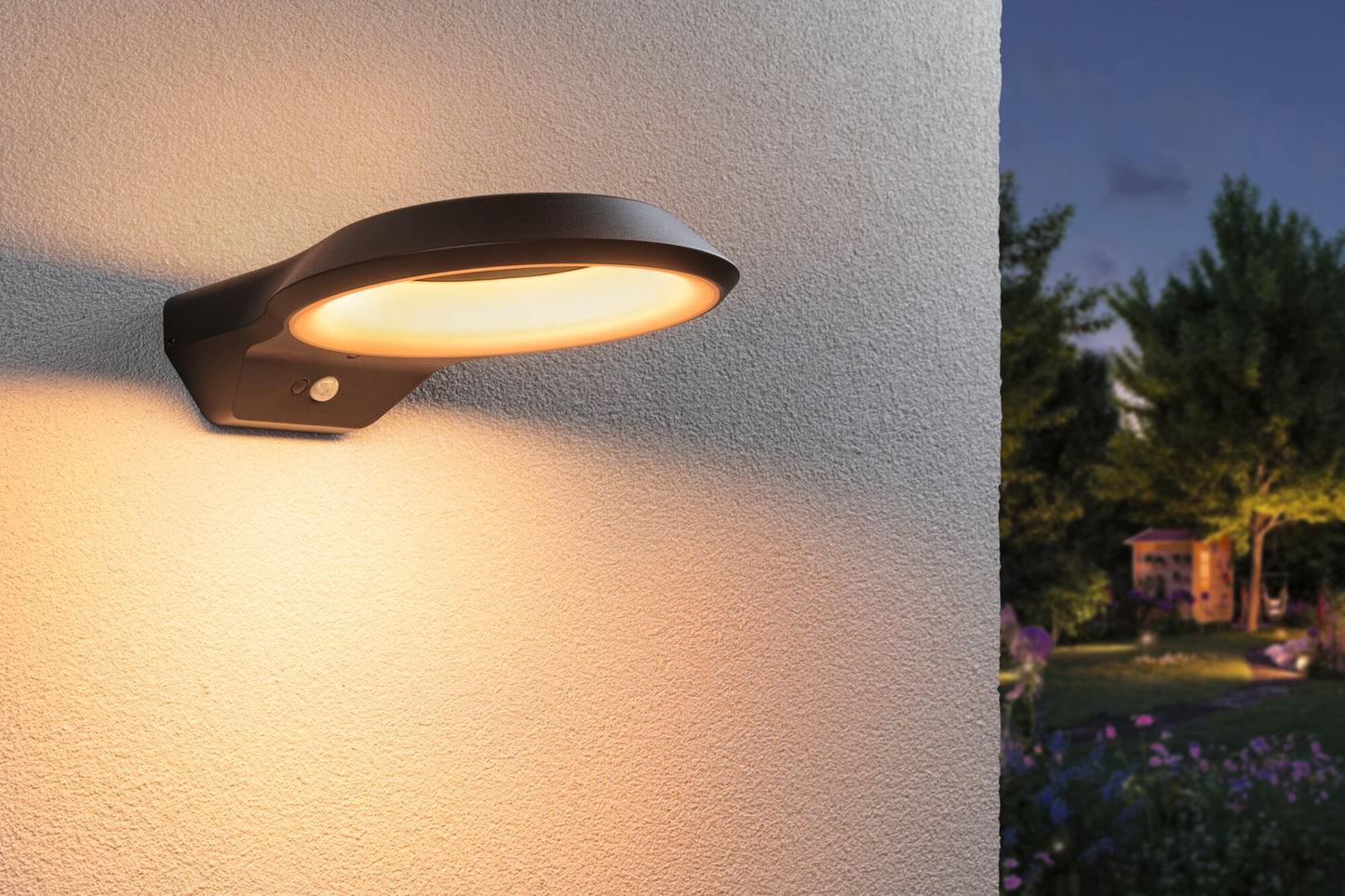 Paulmann LED Außenwandleuchte Anela Dämmerungsgesteuerter Bewegungsmelder (IR) insektenfreundlich IP44  245x309mm 2200K 12W 700lm 230V  Anthrazit Aluminium