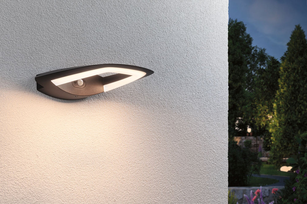 Paulmann LED Außenwandleuchte Akena Bewegungsmelder  IP44  70mm 3000K 11W 800lm 230V  Anthrazit  Aluminium