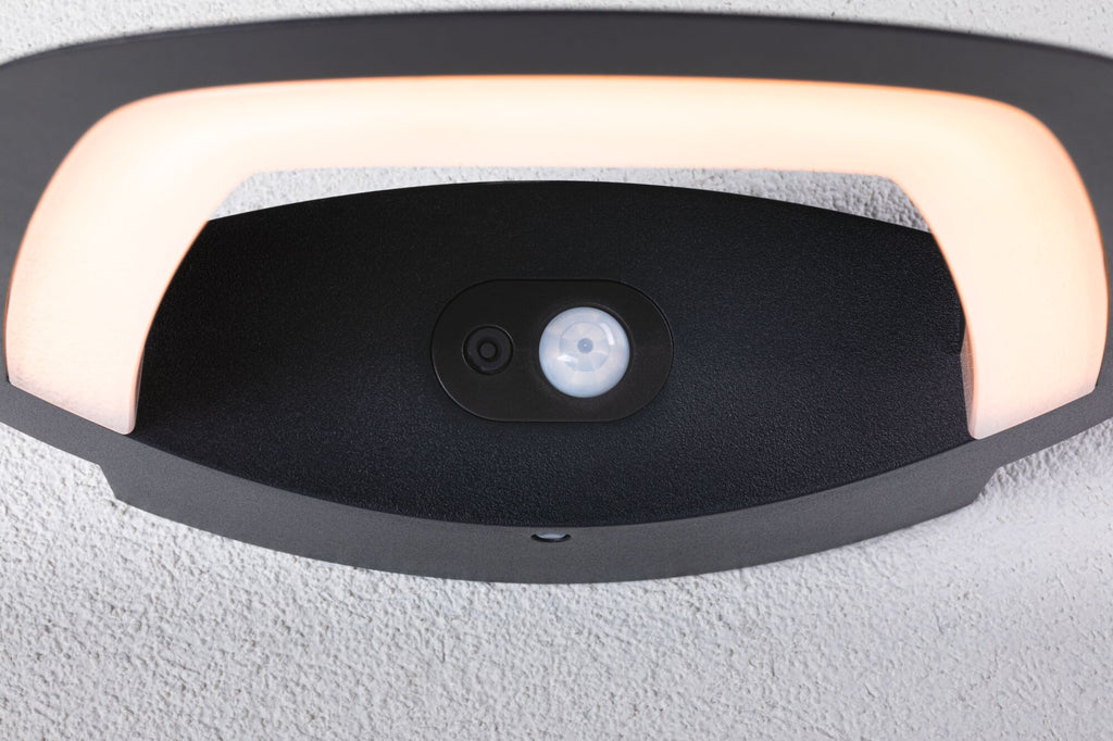 Paulmann LED Außenwandleuchte Akena Bewegungsmelder insektenfreundlich IP44  70mm 2200K 10,8W 800lm 230V  Anthrazit  Aluminium