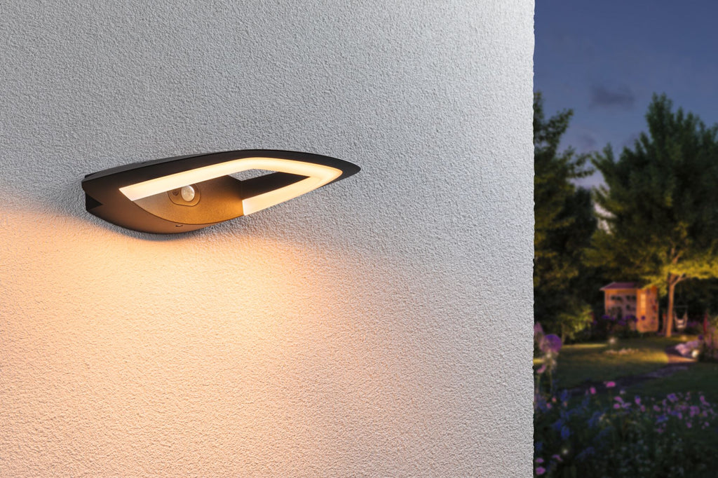 Paulmann LED Außenwandleuchte Akena Bewegungsmelder insektenfreundlich IP44  70mm 2200K 10,8W 800lm 230V  Anthrazit  Aluminium
