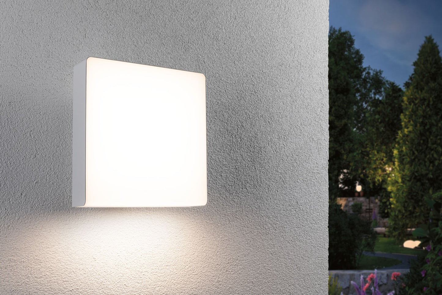 Paulmann LED Außenwandleuchte Azalena Dämmerungsgesteuerter Bewegungsmelder (HF) IP44  250x97mm 3000K 8,5W 700lm 230V  Weiß Kunststoff#Aluminium