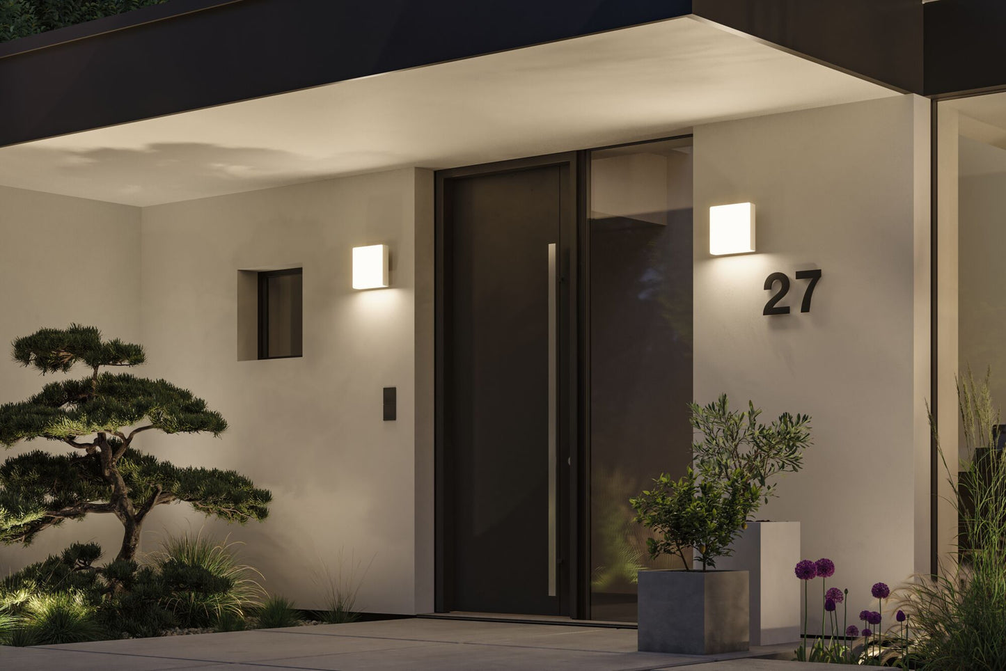 Paulmann LED Außenwandleuchte Azalena Dämmerungsgesteuerter Bewegungsmelder (HF) IP44  250x97mm 3000K 8,5W 700lm 230V  Weiß Kunststoff#Aluminium