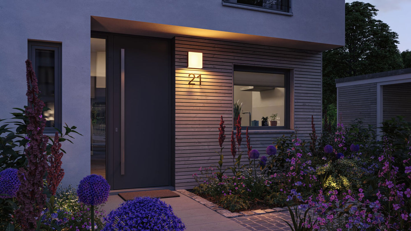 Paulmann LED Außenwandleuchte Azalena Dämmerungsgesteuerter Bewegungsmelder (HF) insektenfreundlich Smart Home Zigbee 3.0  IP44  250x97mm Tunable Warm 8,5W 700lm 230V  Anthrazit Kunststoff#Aluminium