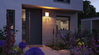 Paulmann LED Außenwandleuchte Azalena Dämmerungsgesteuerter Bewegungsmelder (HF) insektenfreundlich Smart Home Zigbee 3.0  IP44  250x97mm Tunable Warm 8,5W 700lm 230V  Weiß Kunststoff#Aluminium