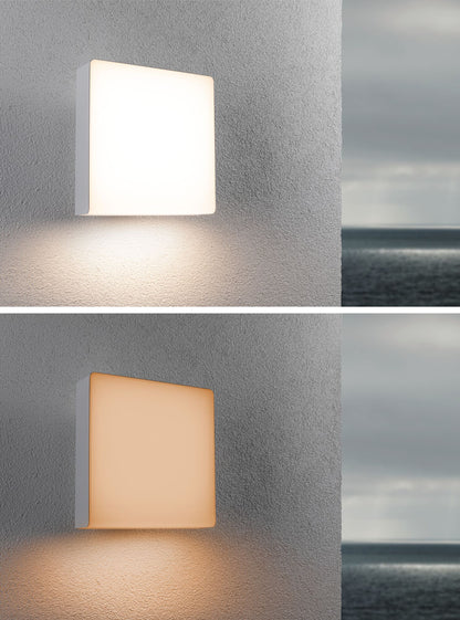 Paulmann LED Außenwandleuchte Azalena Dämmerungsgesteuerter Bewegungsmelder (HF) insektenfreundlich Smart Home Zigbee 3.0  IP44  250x97mm Tunable Warm 8,5W 700lm 230V  Weiß Kunststoff#Aluminium