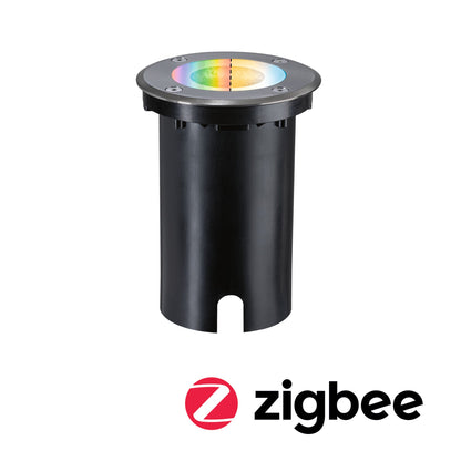 Paulmann LED Bodeneinbauleuchte Floor Smart Home Zigbee 3.0  IP67 rund 110mm RGBW+ 4,9W 300lm 230V Eisen gebürstet Aluminium