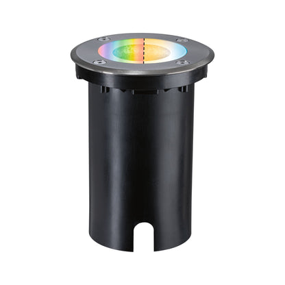 Paulmann LED Bodeneinbauleuchte Floor Smart Home Zigbee 3.0  IP67 rund 110mm RGBW+ 4,9W 300lm 230V Eisen gebürstet Aluminium