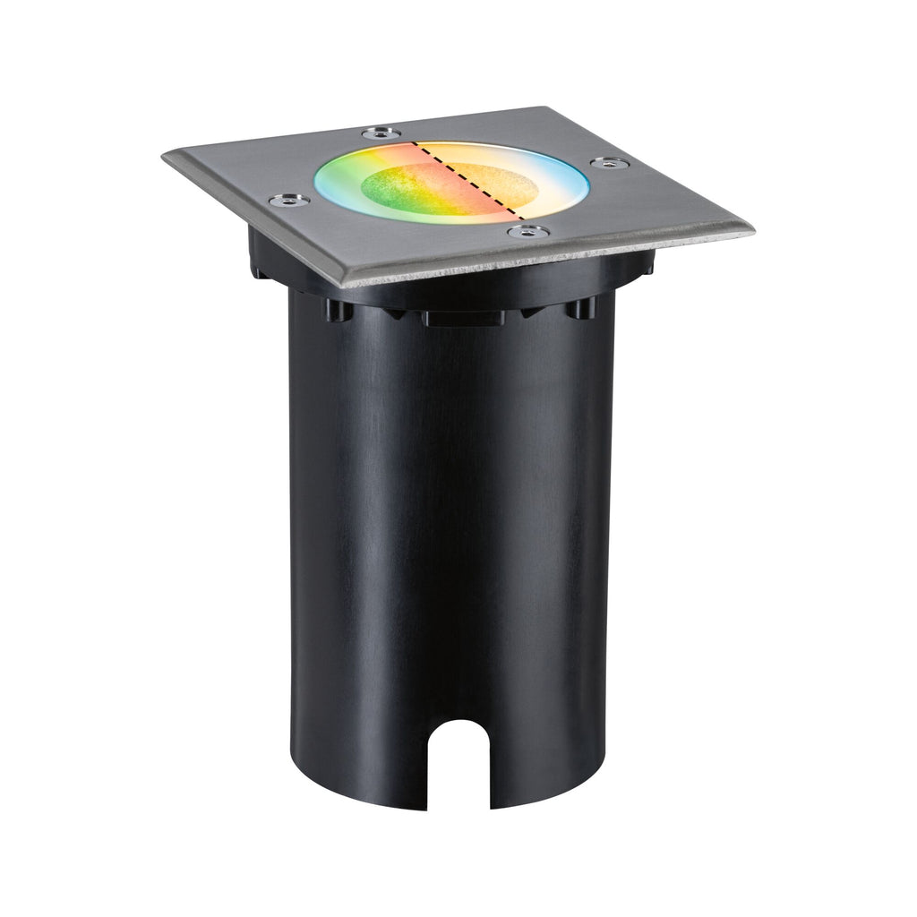 Paulmann LED Bodeneinbauleuchte Floor Smart Home Zigbee 3.0  IP67 eckig 110x110mm RGBW+ 4,9W 300lm 230V Eisen gebürstet Aluminium