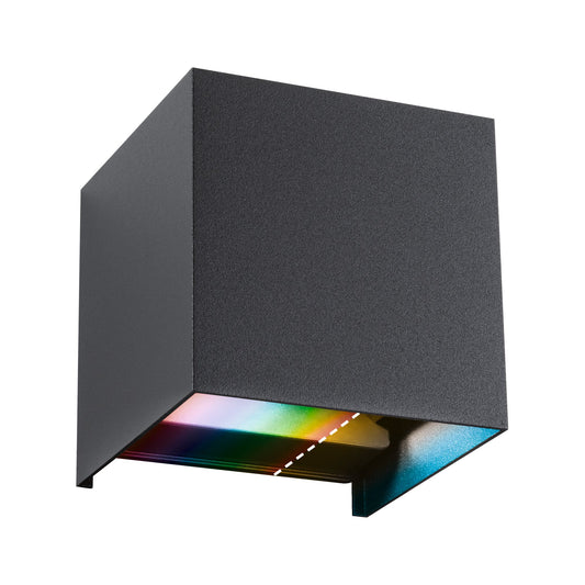 Paulmann House LED Außenwandleuchte Cybo  IP44 eckig 100x100mm RGBW 2x2,5W 2x150lm 230V  Anthrazit Aluminium