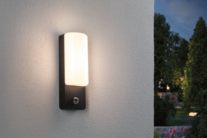 Paulmann LED Außenwandleuchte Bonnie Dämmerungsgesteuerter Bewegungsmelder (IR) IP44  93x77mm 3000K 8,5W 560lm 230V  Anthrazit Aluminium