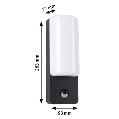 Paulmann LED Außenwandleuchte Bonnie Dämmerungsgesteuerter Bewegungsmelder (IR) IP44  93x77mm 3000K 8,5W 560lm 230V  Anthrazit Aluminium