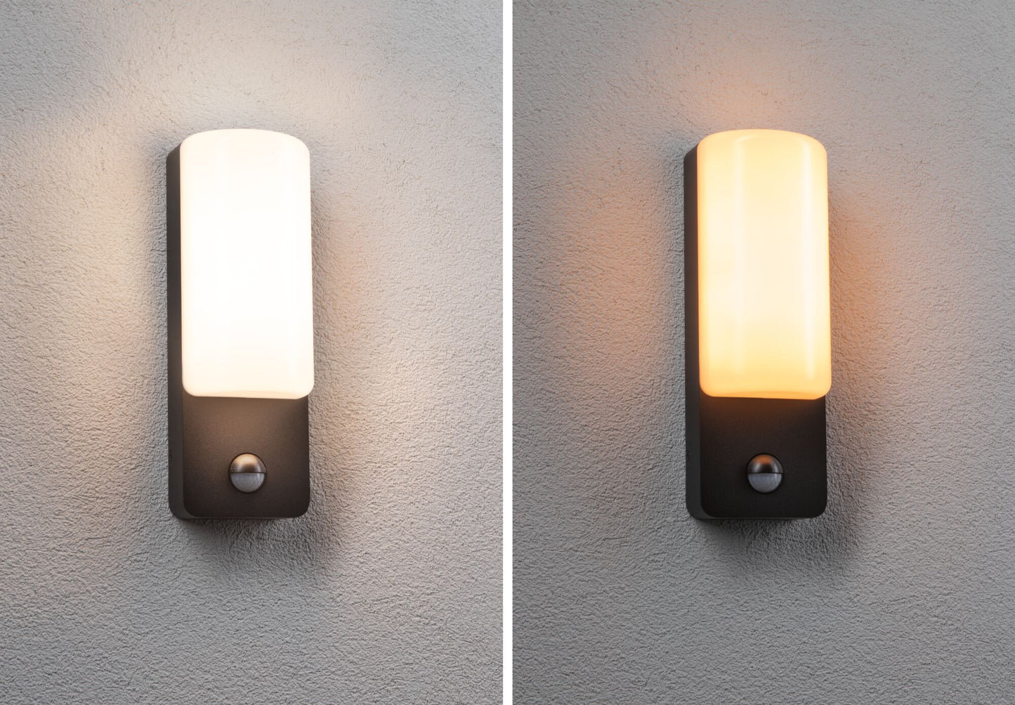 Paulmann LED Außenwandleuchte Bonnie Dämmerungsgesteuerter Bewegungsmelder (IR) insektenfreundlich und seewasserresistent IP44  93x77mm 2200 - 3000K 8,5W 560lm 230V  Anthrazit Aluminium