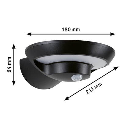 Paulmann Solar LED Außenwandleuchte Bordola Dämmerungsgesteuerter Bewegungsmelder (IR) IP44  180x211mm 3000K 3,5W 220lm 3,7V  Anthrazit Kunststoff