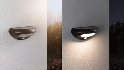 Paulmann Solar LED Außenwandleuchte Sorova Dämmerungsgesteuerter Bewegungsmelder (IR) IP44  230x125mm 3000K 3,5W 220lm 3,7V  Anthrazit Kunststoff
