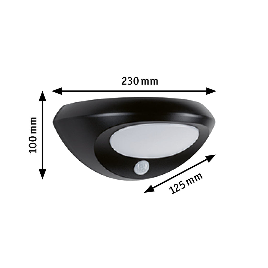 Paulmann Solar LED Außenwandleuchte Sorova Dämmerungsgesteuerter Bewegungsmelder (IR) IP44  230x125mm 3000K 3,5W 220lm 3,7V  Anthrazit Kunststoff
