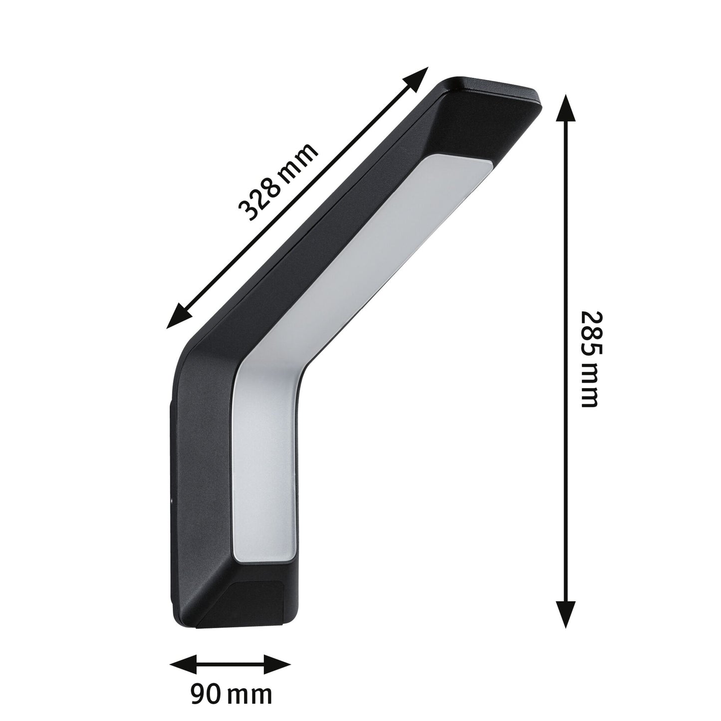 Paulmann LED Außenwandleuchte Merano Dämmerungsgesteuerter Bewegungsmelder (HF) IP44  90x328mm 3000K 14W 950lm 230V  Anthrazit Aluminium