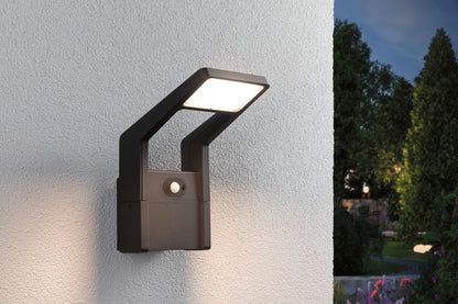 Paulmann LED Außenwandleuchte Juntea Dämmerungsgesteuerter Bewegungsmelder (IR) IP44  140x217mm 3000K 11W 900lm 230V  Anthrazit Aluminium