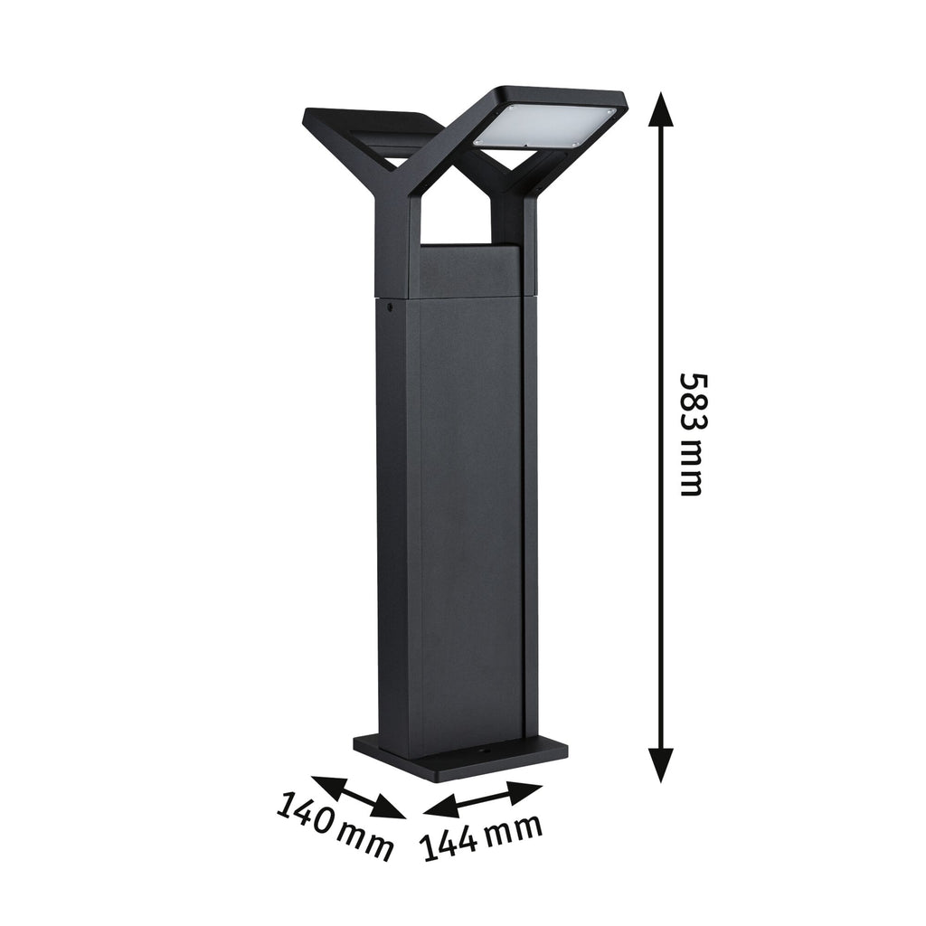 Paulmann LED Pollerleuchte Juntea Dämmerungssensor IP44  585mm 3000K 2x12,5W 2x800lm 230V  Anthrazit  Aluminium