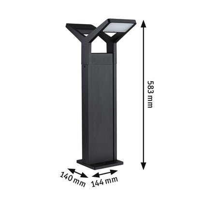 Paulmann LED Pollerleuchte Juntea Dämmerungssensor IP44  585mm 3000K 2x12,5W 2x800lm 230V  Anthrazit  Aluminium