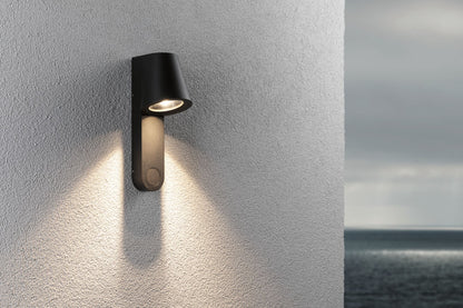 Paulmann LED Außenwandleuchte Caissa Dämmerungsgesteuerter Bewegungsmelder (HF) IP44  105x127mm 3000K 9W 700lm 230V 65° Anthrazit Aluminium