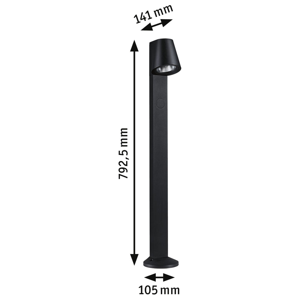Paulmann LED Pollerleuchte Caissa Dämmerungsgesteuerter Bewegungsmelder (HF) IP44  793mm 3000K 9W 700lm 230V 65° Anthrazit  Aluminium