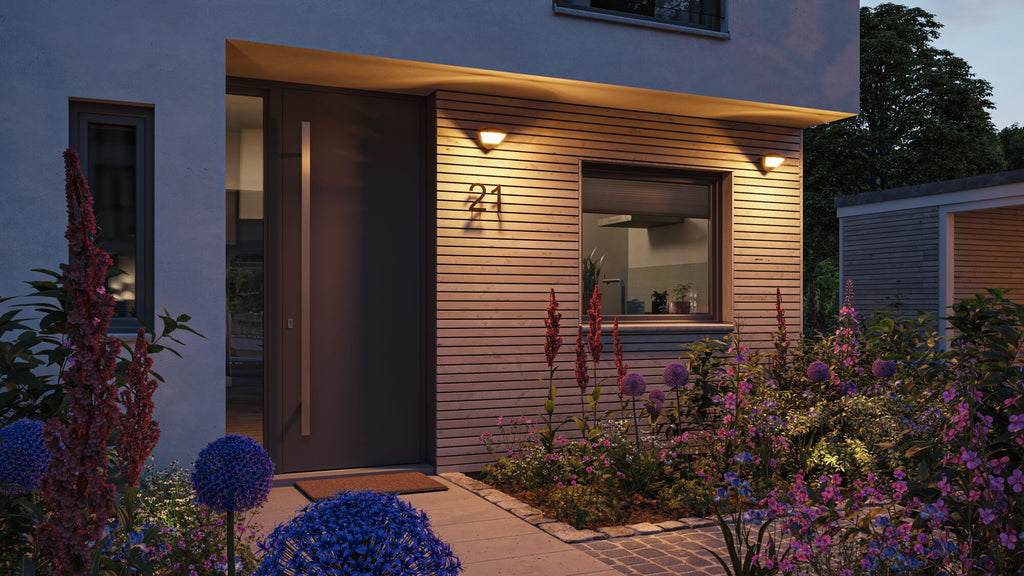 Paulmann LED Außenwandleuchte Skyla Dämmerungsgesteuerter Bewegungsmelder (IR) insektenfreundlich Smart Home Zigbee 3.0  IP44  226x164mm Tunable Warm 10W 840lm 230V  Anthrazit Aluminium