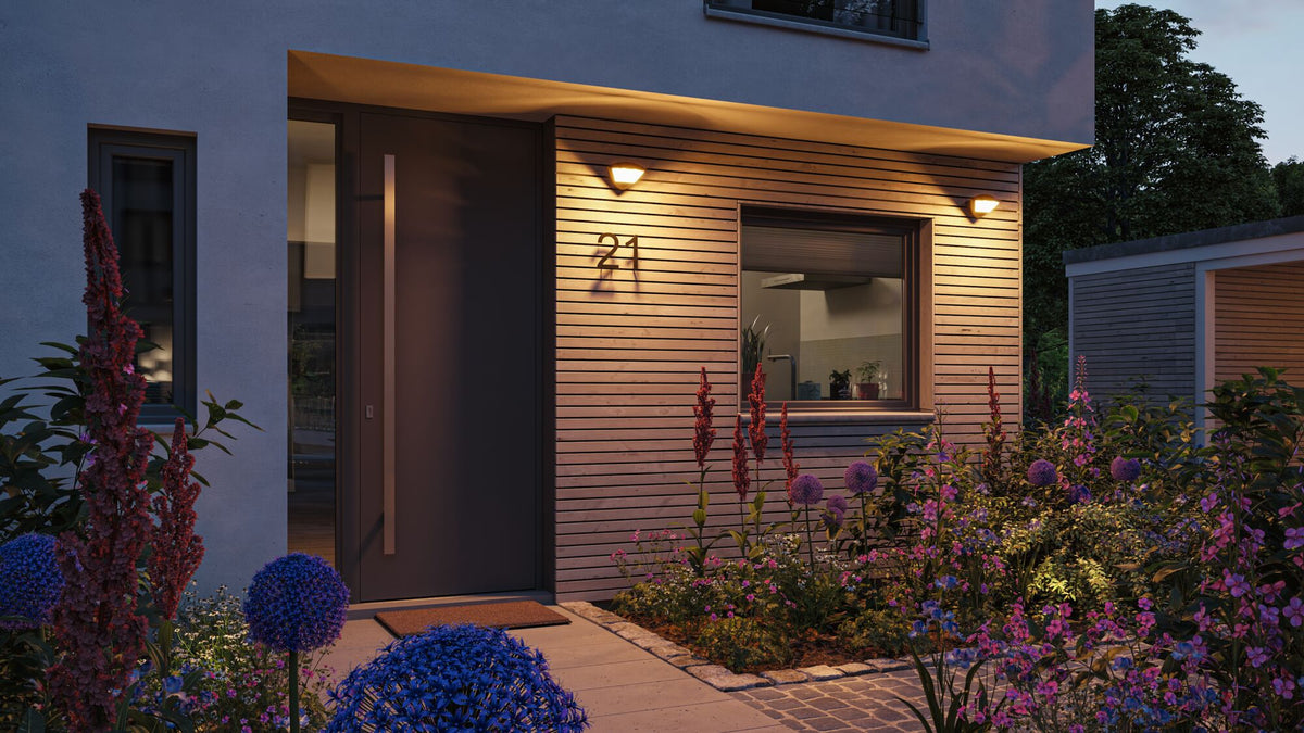 Paulmann LED Außenwandleuchte Skyla Dämmerungsgesteuerter Bewegungsmelder (IR) insektenfreundlich Smart Home Zigbee 3.0  IP44  226x164mm Tunable Warm 10W 840lm 230V  Anthrazit Aluminium