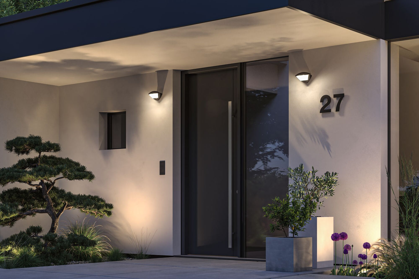 Paulmann LED Außenwandleuchte Skyla Dämmerungsgesteuerter Bewegungsmelder (IR) insektenfreundlich Smart Home Zigbee 3.0  IP44  226x164mm Tunable Warm 10W 840lm 230V  Anthrazit Aluminium