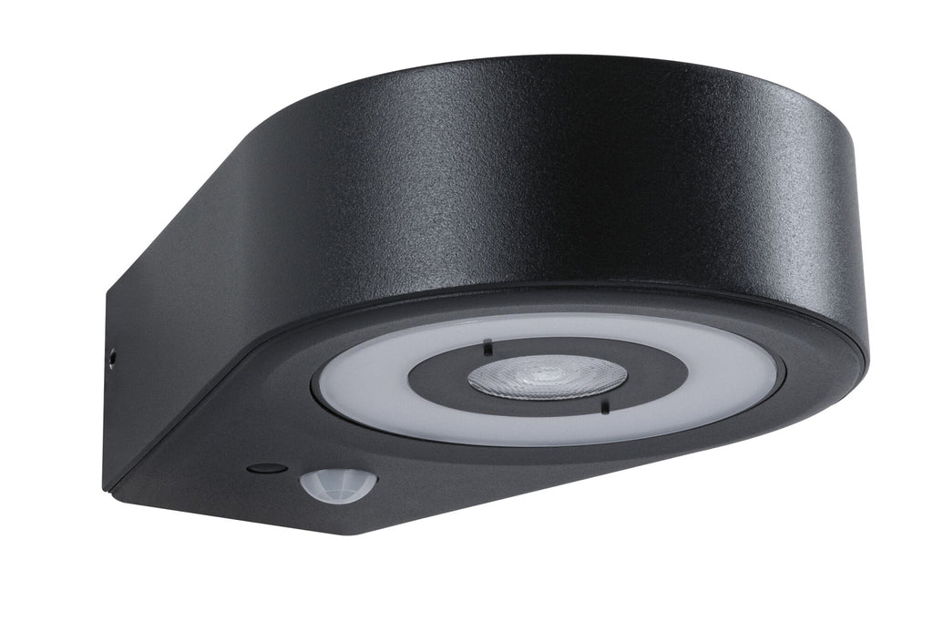 Paulmann LED Außenwandleuchte Silma Dämmerungsgesteuerter Bewegungsmelder (IR) IP44  65x186mm 3000K 5,5W / 0,7W 600lm 230V  Anthrazit Aluminium