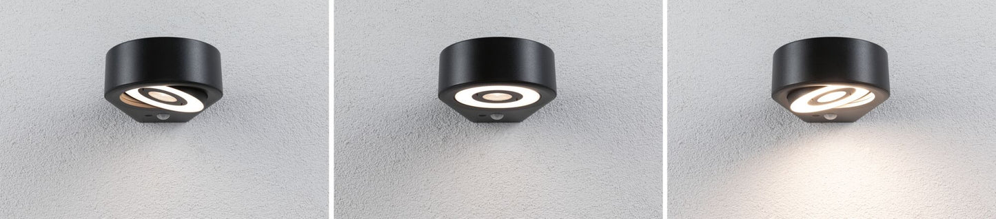 Paulmann LED Außenwandleuchte Silma Dämmerungsgesteuerter Bewegungsmelder (IR) IP44  65x186mm 3000K 5,5W / 0,7W 600lm 230V  Anthrazit Aluminium