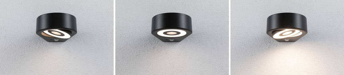 Paulmann LED Außenwandleuchte Silma Dämmerungsgesteuerter Bewegungsmelder (IR) IP44  65x186mm 3000K 5,5W / 0,7W 600lm 230V  Anthrazit Aluminium