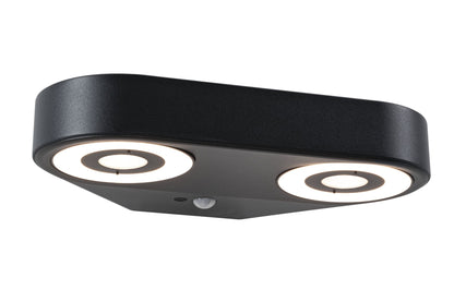 Paulmann LED Außenwandleuchte Silma Dämmerungsgesteuerter Bewegungsmelder (IR) Zweifacher Lichtaustritt IP44 eckig 280x176mm 3000K 2x5,5W / 2x0,7W 2x600lm 230V  Anthrazit Aluminium